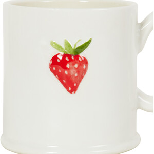 Tankard Embossed Strawberry Mug - White