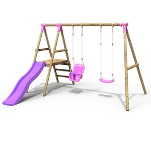 Wooden Swing Set with Slide by Rebo