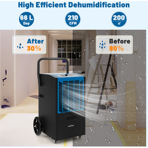 Industrial Dehumidifier with 4 Wheels - Black by Costway
