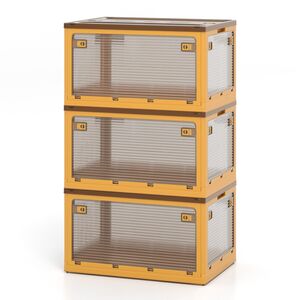 3-Tier Large Collapsible Storage Bins - Yellow by Costway