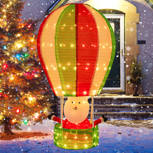 4.5FT LED Christmas Santa Claus with Hot Air Balloon Decoration - Red by Costway