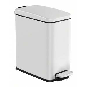 SONGMICS Slim Pedal Bathroom Bin with Soft Close - White by SONGMICS