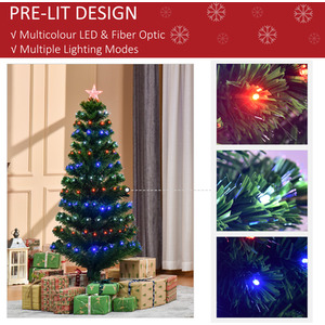 HOMCOM 5ft Artificial Christmas Tree LED Snowflake - Green by HOMCOM