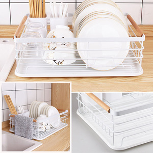 Iron Dish Drainer Drip Tray - White by Livingandhome