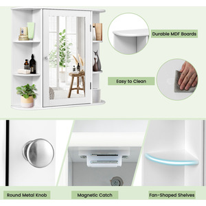 Bathroom Cabinet Wall Mounted Storage Cabinet - White by Costway