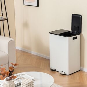 Recycle Pedal Kitchen Bin - White by Costway