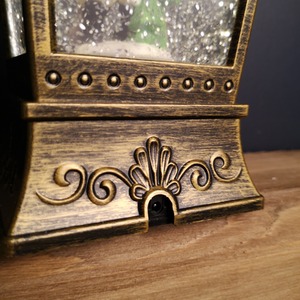 Antique Lantern Glitter Water Spinner with Santa - Bronze by Samuel Alexander