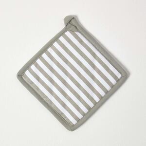 Grey Stripe Cotton Pot Holder - Grey by Homescapes