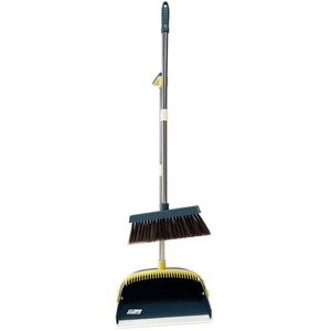 Long Handled Dustpan and Brush Set Soft Bristles Broom - Teal Yellow Silver by Gr8 Home