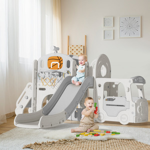 Toddler Slide and Climber Playset with Basketball Hoop and Telescope by Livingandhome