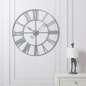 Vintage Round Wall Clock - Grey - Grey by Home Garden Direct
