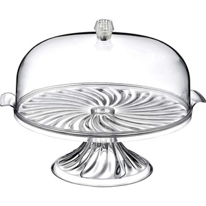 Large Cake Stand with Crystal Effect Dome Lid Cake Display, Serving Plate - Transparent