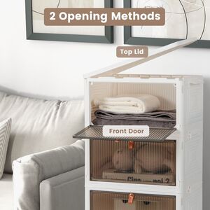 Foldable Shoe Storage Cabinet - White by Costway