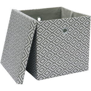 JVL Argyle Foldable Square Paper Storage - Grey by JVL
