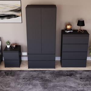 Denver Bedroom Set (2 Drawer Bedside, 4 Drawer Chest, 2 Door 2 Drawer Wardrobe) by Vida Designs