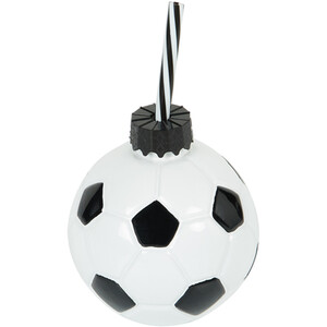 Glass Football Drinking Jar and Straw 400ml - Black and White