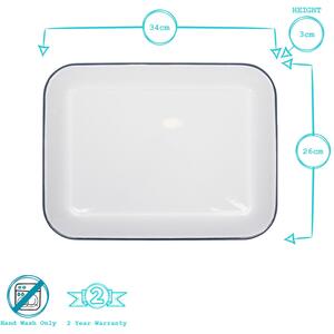 White Rectangle Enamel Baking Tray Set - 2pc - Green by Argon Tableware