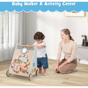 7-in-1 Baby Walker Baby Activity Center - White by Costway