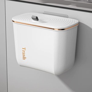 Livingandhome Hanging Waste Bin with Lid - Pearl White / 7l by Livingandhome