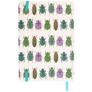 Beetle Print A5 Notebook - White by Kingsbury Gifts