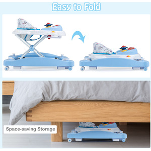 6 in 1 Anti-Rollover Toddler Walker - Blue by Costway