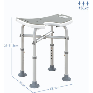 HOMCOM Adjustable Shower Stool with Grab Rail Padded Seat by HOMCOM