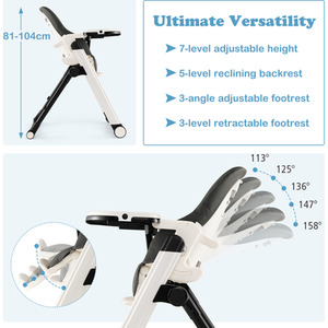 Foldable Baby High Chair Feeding Chair - Black by Costway
