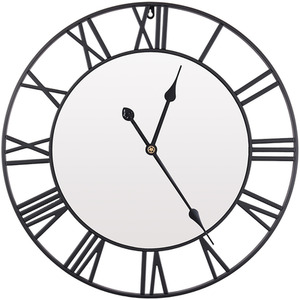 24 Inch Modern Non-Ticking Mirrored Wall Clock - Black by Livingandhome