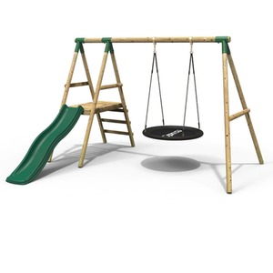 Wooden Swing Set with Slide by Rebo