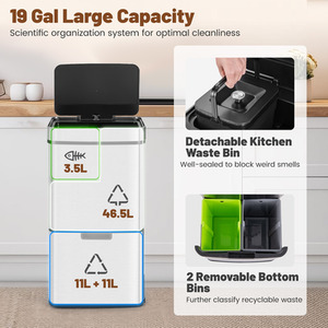 72L Stainless Steel Trash Can - Silver by Costway