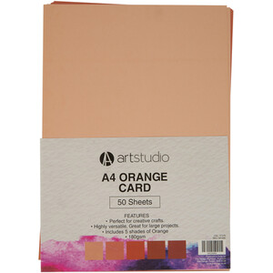 Pack of 50 Crafty Club A4 Card - Orange by Crafty Club