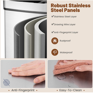 72L Stainless Steel Trash Can - Silver by Costway