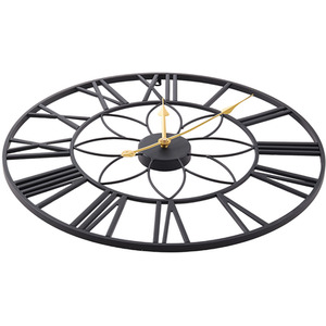 24 Inch Classic Metal Decorative Non-Ticking Wall Clock - Black + Gold by Livingandhome