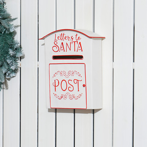 HOMCOM Christmas Post Box Wall Mounted Letters to Santa Mailbox - White by HOMCOM