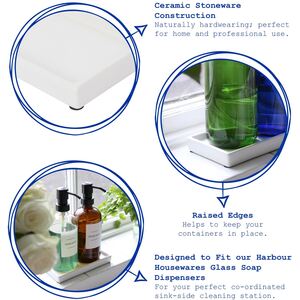Ceramic Soap Dispenser Tray - White - White by Harbour Housewares