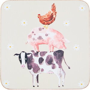 Set of 6 Daisy Farm Coasters - Cream