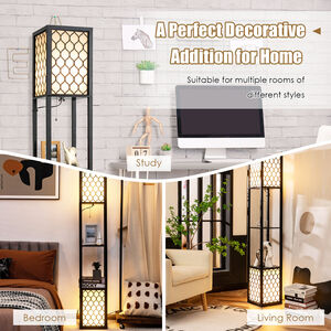 Floor Lamp with Shelves - Black by Costway