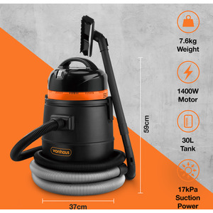 Wet Dry Pond Vacuum Cleaner - Black by VonHaus