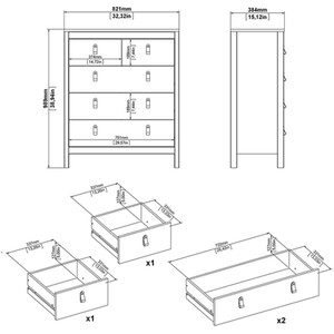 Madrid 3 Piece Bedroom Set - Matt Black / 1 x 2-drawer bedside table, 1 x 5-drawer chest of drawers and 1 x 2-door wardrobe