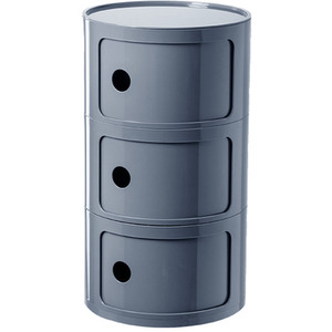 Round Beside Table Filling Cabinet Chest Unit Stockable - Grey / 3 by Livingandhome