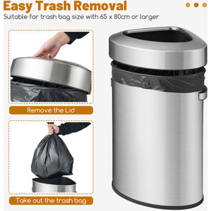 60L Stainless Steel Corner Trash Bin - Silver by Costway