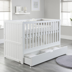 Jo Modern cot bed with Drawer - White by Baby Snooze