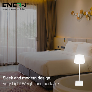 Rechargeable Wireless LED Desk Lamp, CCT Changing and Dimmable, White - White by EnerJ Smart