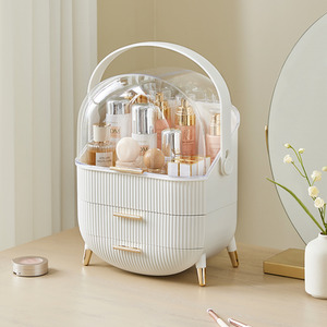 Dustproof Makeup Organiser with Drawers - White by komore