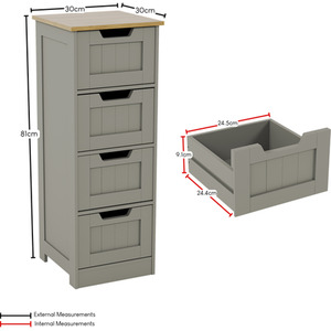 Priano 4 Drawer Freestanding Unit - Grey by Vida Designs