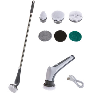 Retractable Electric Cleaning Brush - Grey by Livingandhome