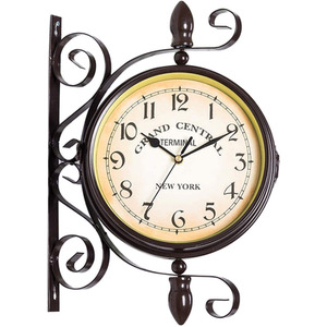 Classic European Retro Double-Sided Wall Clock - Black by Livingandhome