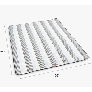 Picnic Blanket with Faux Leather Carry Handle - White / 180cm by VonShef