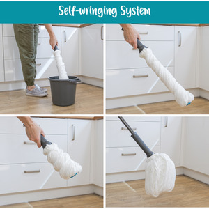 Super Absorbent Easy Twist Microfibre Floor Mop, Turquoise and Grey - Turquoise by JVL