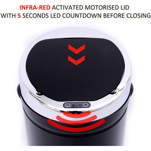 HOMCOM Stainless Steel Automatic Sensor Waste Bin - Black / 32l / 42l by HOMCOM